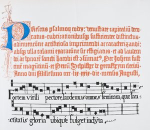 Facsimile di una pagina con iniziale illuminata 